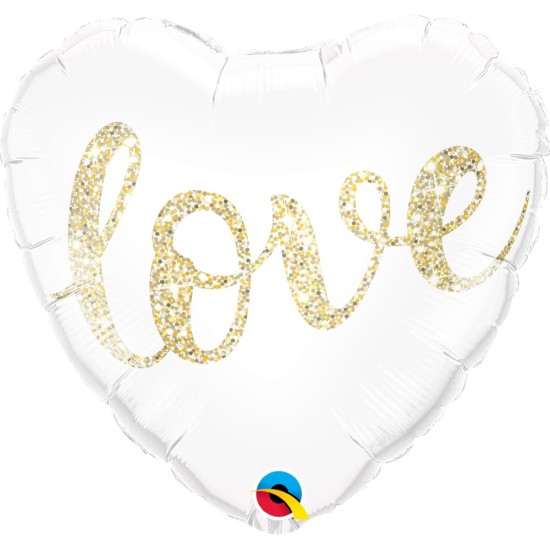 Folienballon - Herz - "love" - gold - 46 cm