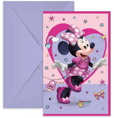 6 Minnie Mouse Einladungskarten