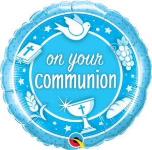 Folienballon "on your communion" blau 46cm
