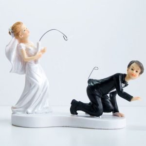 PartyDeco Cake Topper Angeln, Weiß und Schwarz, h 13 cm