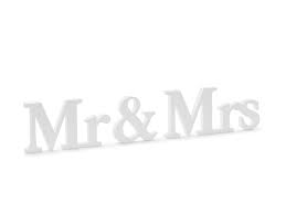 Schriftzug "Mr & Mrs " weiß
