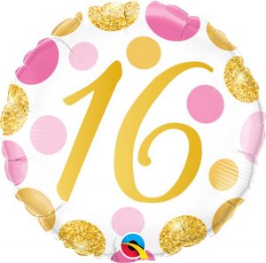 Folienballon Pink/Gold Dots 16