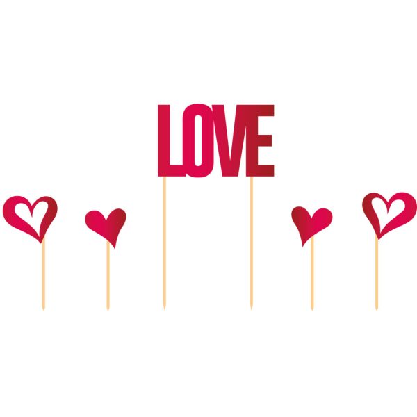 Folat Cake Topper Herze + Love 5tgl. in Rot