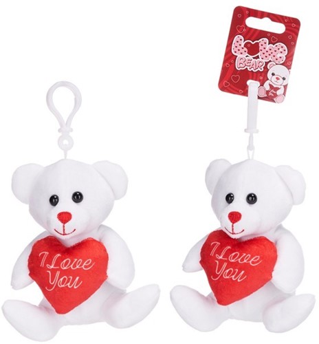 pluesch-baer-bagclip-weiss-mit-herz-12cm-im-display-2 Plüsch Bär Bagclip Weiß mit Herz 12cm
