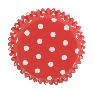PME folienbeschichtete Backförmchen rot/weiß Polka Dots pk/30