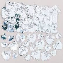 Konfetti Liebende Herzen silber Folie 14 g