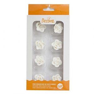 s-l500 Decora Rosen klein weiss schimmernd 8 Stück