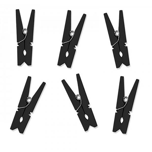 10 Mini Wäscheklammer Schwarz