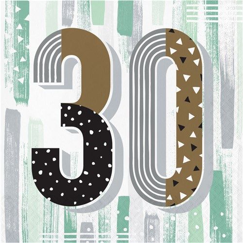 16 x Servietten ’30’ minted milestone 33x33cm