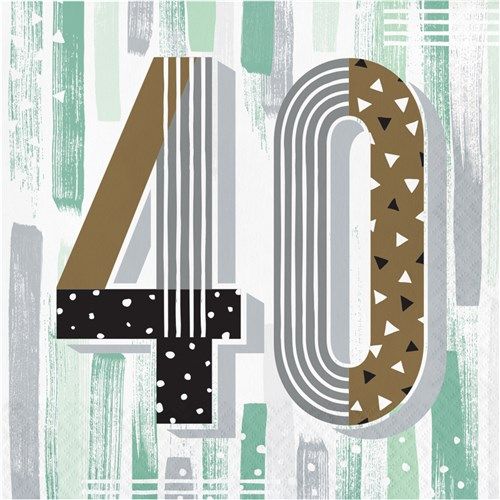 16 x Servietten ’40’ minted milestone 33x33cm