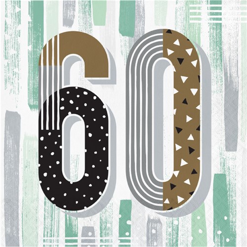 Servietten ’60’ minted milestone (33x33cm, 16st)