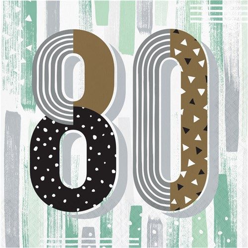 Servietten ’80’ minted milestone (33x33cm, 16st)