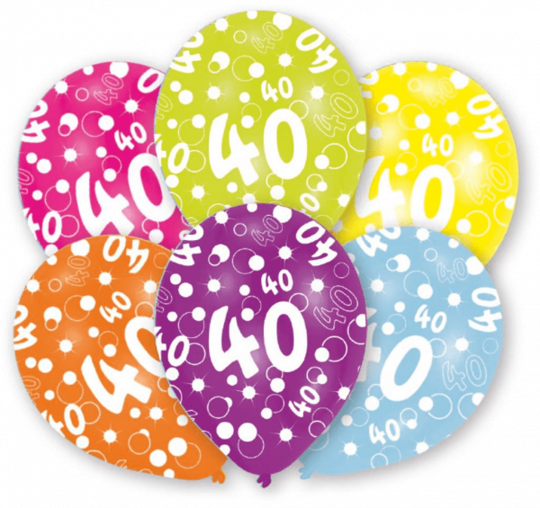 6 Latex Ballons Nummer 40 27.5 cm/11''