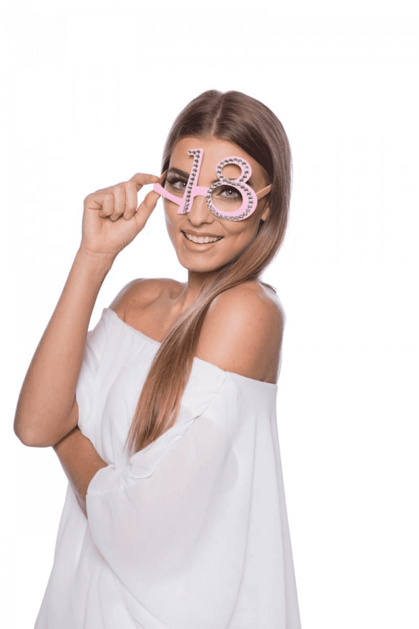 Geburtstagsbrille Diamonds 18 Pink
