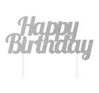 Tortentopper ''Happy Birthday'' Silber
