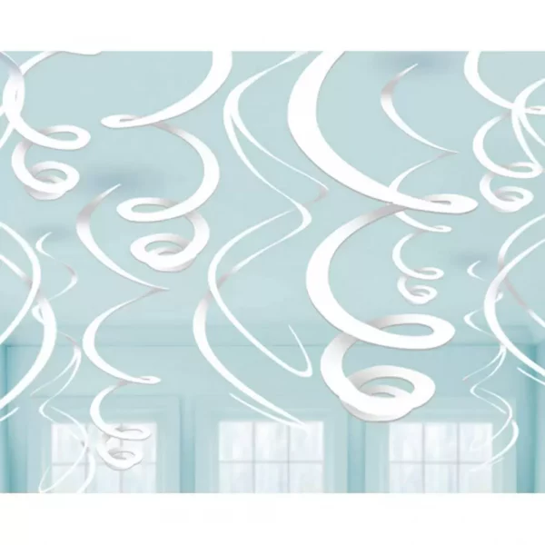12 Deko Girlande Swirls, weiß,55cm