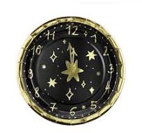 6 Teller Uhr Gold/Schwarz 18 cm
