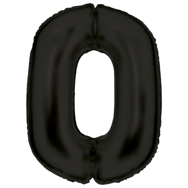 Folienballon - SuperShape "0" Silk Lustres schwarz 86cm
