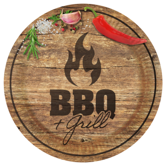 8 Teller BBQ & Grill Party rund Papier 23 cm
