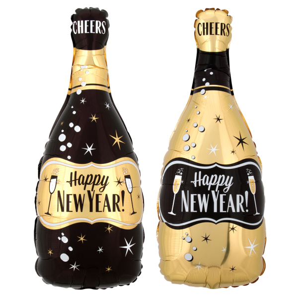 Folienballon Flasche Gold & Black Bubbly Bottle , 25 cm x 66 cm