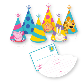 6 Einladungskarten & Umschläge Peppa Pig Papier