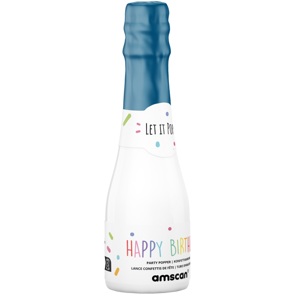 Konfetti Popper Flasche mehrfarbig rund Papier 16cm Blaue Flasche