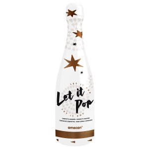 Konfettikanone Flasche rosegold Stern Folie 32cm