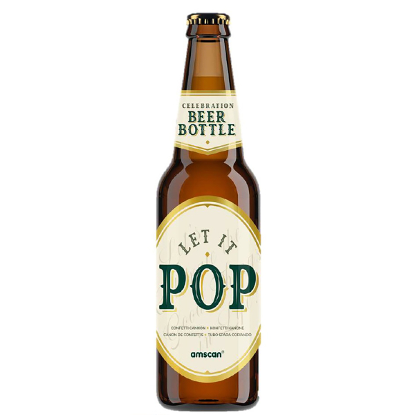 Konfettipopper Bierflasche gold rechteckig Folie 23cm
