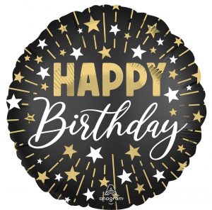 Folienballon Black Gold Silver Happy Birthday 43cm