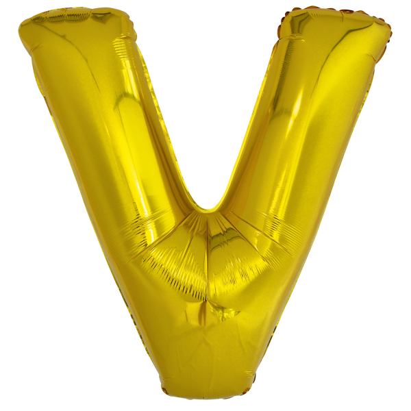 Folienballon SuperShape Buchstabe V Gold, 84 cm x 78 cm
