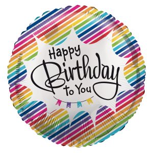 Happy Birthday to you Rainbow Stripes Folienballon 48 cm