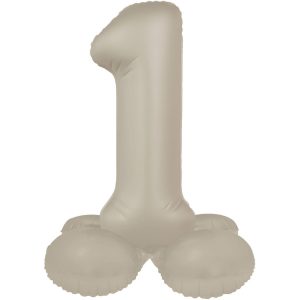 Stehender Folienballon Zahl 1 - Creamy Latte - Ultra Matt  41 cm