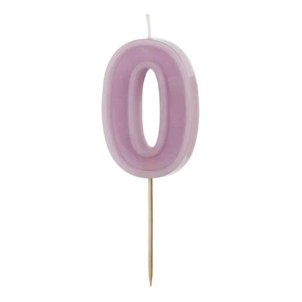 Geburtstagskerze Zahl 0 ,violett, 6 cm