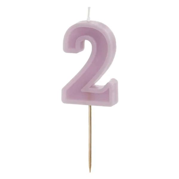 Geburtstagskerze Zahl 2 ,violett, 6 cm