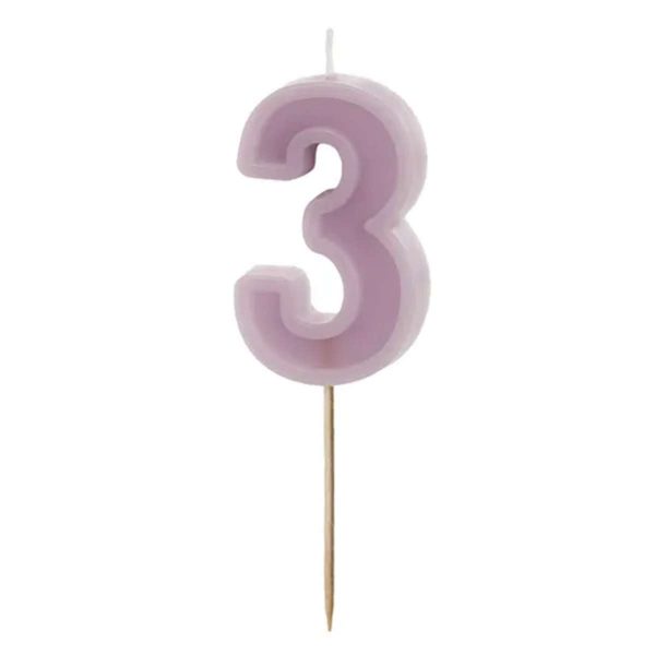 Geburtstagskerze Zahl 3 ,violett, 6 cm