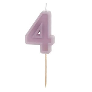 Geburtstagskerze Zahl 4 ,violett, 6 cm