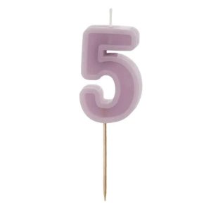 Geburtstagskerze Zahl 5 ,violett, 6 cm