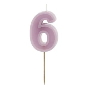 Geburtstagskerze Zahl 6 ,violett, 6 cm
