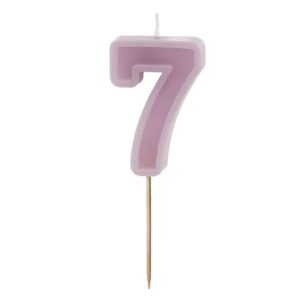Geburtstagskerze Zahl 7 ,violett, 6 cm