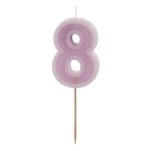Geburtstagskerze Zahl 8 ,violett, 6 cm