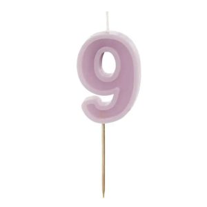 Geburtstagskerze Zahl 9 ,violett, 6 cm