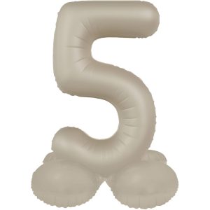 Stehender Folienballon Zahl 5 - Creamy Latte - Ultra Matt  41 cm