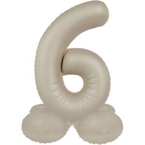 Stehender Folienballon Zahl 6 - Creamy Latte - Ultra Matt  41 cm