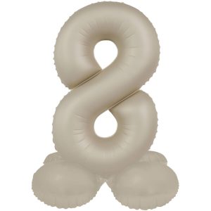 Stehender Folienballon Zahl 8 - Creamy Latte - Ultra Matt  41 cm