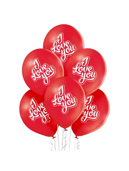 6 Latexballons "I Love You" 30cm