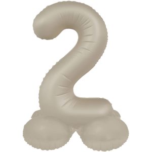 Stehender Folienballon Zahl 2 - Creamy Latte - Ultra Matt  41 cm