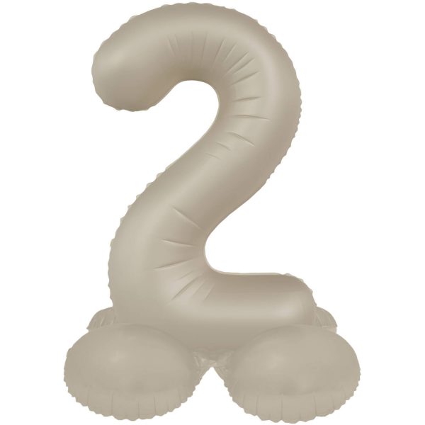 Unbenannt Stehender Folienballon Zahl 2 - Creamy Latte - Ultra Matt  41 cm
