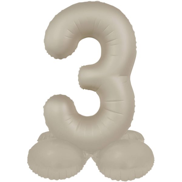 Unbenannt Stehender Folienballon Zahl 3 - Creamy Latte - Ultra Matt  41 cm