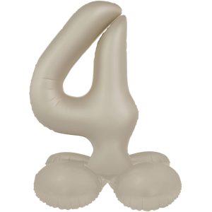 Stehender Folienballon Zahl 4 - Creamy Latte - Ultra Matt  41 cm