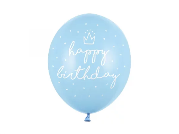 Ballons 30cm, happy birthday, Pastel Baby Blau